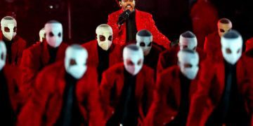 The Weeknd brings bright lights, bandaged dancers to Super Bowl
