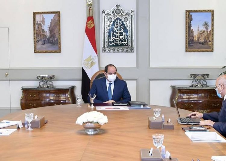 Sisi: Upgrading ports, maritime transport services in integration with S. Canal Axis 1 - Egyptian Gazette Egyptian President Abdel Fattah El Sisi during his meeting Monday with Prime Minister Madbouli and Transport Minister el-Wazir.