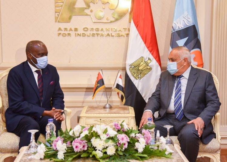Chairman of the Arab Organisation for Industrialization  during a meeting with the Ambassador of the Republic of Angola in Cairo