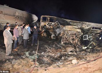 20 killed in truck-bus crash