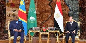 Egypt not to tolerate harm to its water security, Sisi says 1 - Egyptian Gazette President Abdel Fattah El Sisi during meeting with the President of the Democratic Republic Congo, Félix Tshisekedi