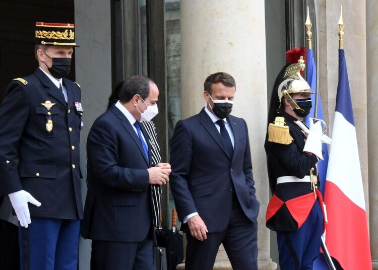 President: Strategic ties with France asset for stability, security in ME 1 - Egyptian Gazette President Abdel Fattah El Sisi seen with French President Emmanuel Macron at the Elyse Palace in Paris Monday