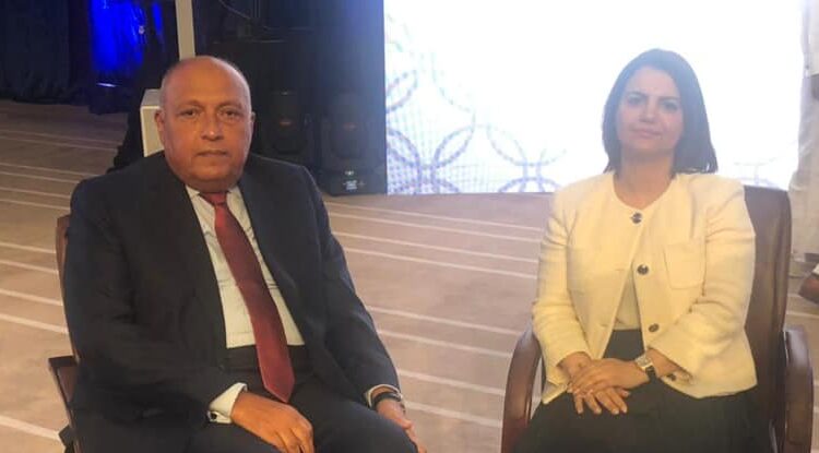 FM probes with Libyan top diplomat political process in her country 1 - Egyptian Gazette Foreign Minister Sameh Shoukry during meeting with Libyan Minister of Foreign Affairs Najla Al-Mankush