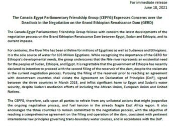 Canadian group calls upon Ethiopia not to take unilateral action on dam