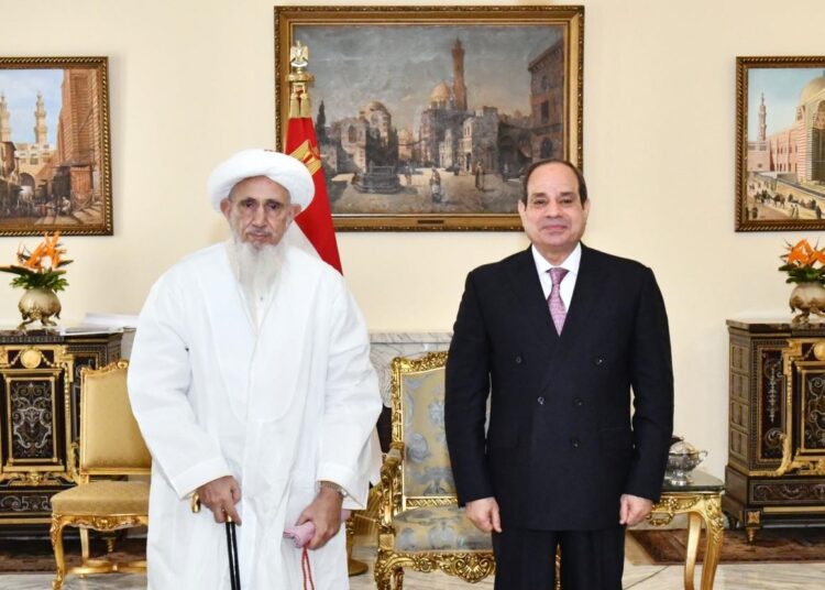 President reasserts state's profound faith in value of dialogue between all peoples 1 - Egyptian Gazette President Sisi during his meeting Sunday with the leader of India's Dawoodi Bohra community, Mufaddal Saifuddin