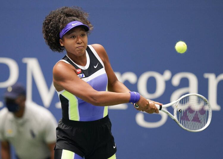 Osaka pulls out of Wimbledon but aims for Olympics 1 - Egyptian Gazette Naomi Osaka, of Japan, returns a shot to Victoria Azarenka, of Belarus, during the women's singles final of the US Open tennis championships, Saturday, Sept. 12, 2020, in New York. (AP Photo/Seth Wenig)