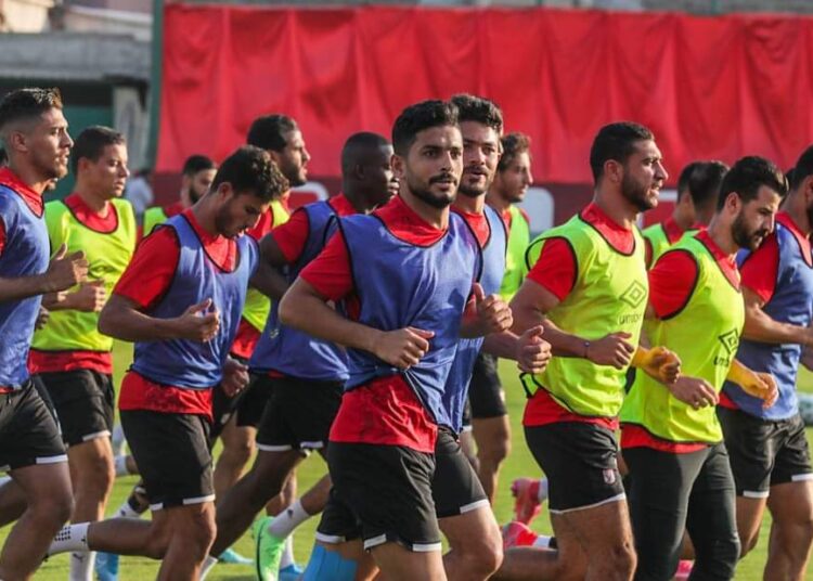 Al-Ahly’s players during a training session ahead of their match against Esperance de Tunis in the CAF Champions League semi-final.