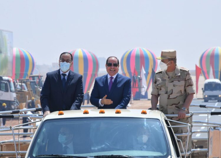 President Abdel Fattah El Sisi inspecting Wednesday the equipment, vehicles, and engineering machinery of the various state bodies taking part in Decent Life Initiative implementation.