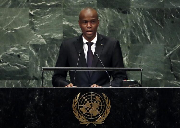 A file photo of Haiti's President Jovenel Moise addressing the 73rd session of the United Nations General Assembly, at U.N. headquarters in New York.
