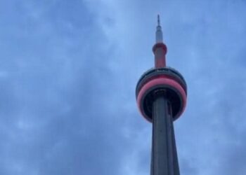 Canada’s CN Tower lit up in Egypt flag colours
