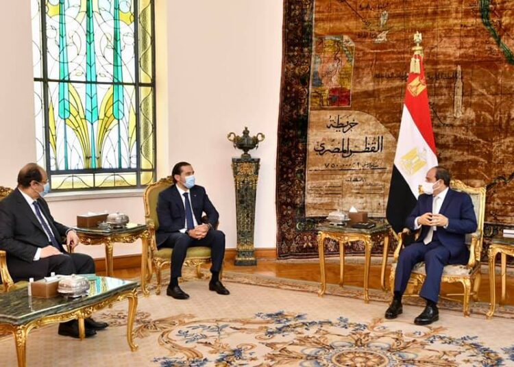 Sisi stresses full support to Hariri's political path to restore stability in Lebanon 1 - Egyptian Gazette President El-Sisi during meeting with Saad Hariri