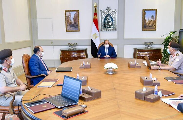 President Abdel Fattah El Sisi during his meeting with a host of senior officials concerned with carrying out a number of construction projects nationwide.