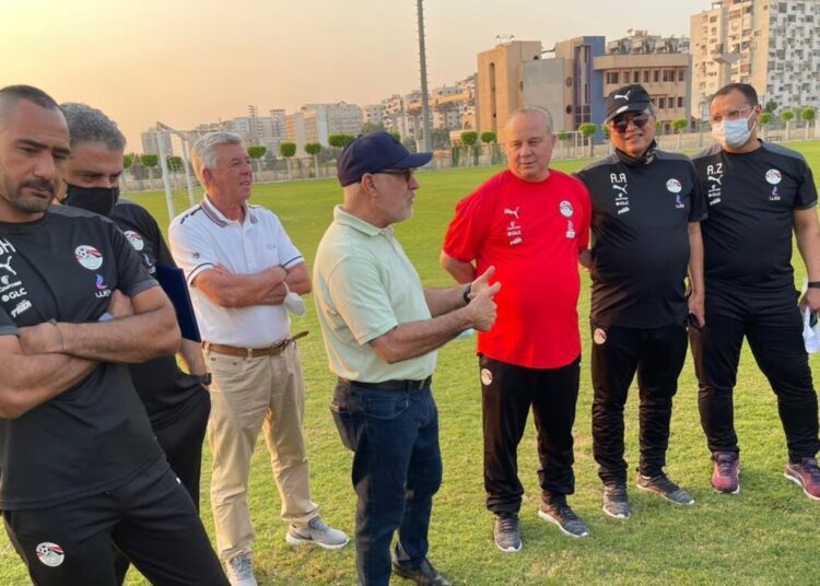EFA technical Portuguese manager Nelo Vingada welcoming players ahead of the start of a closed training camp.