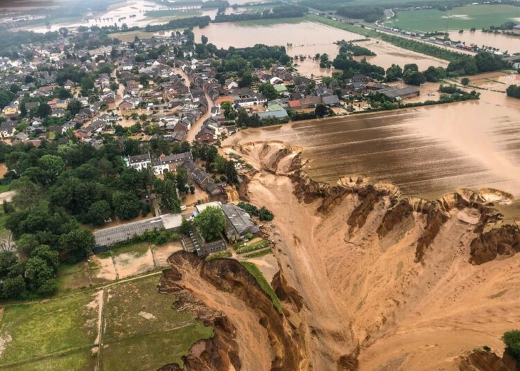 Floodwaters still rising in western Europe with death toll over 110 1 - Egyptian Gazette An areal view after flooding at Erftstadt-Blessem, Germany.