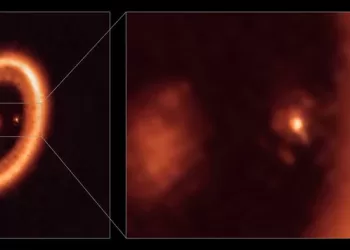 Moon-forming region seen around planet in another solar system