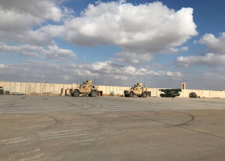Military vehicles of US soldiers are seen at Ain al-Asad air base in Anbar province, Iraq January 13, 2020.
