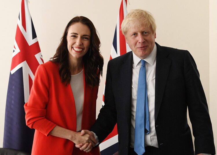 A file photo of New Zealand Prime Minister Jacinda Ardern meeting with United Kingdom Prime Minister Boris Johnson at the UN General Assembly.