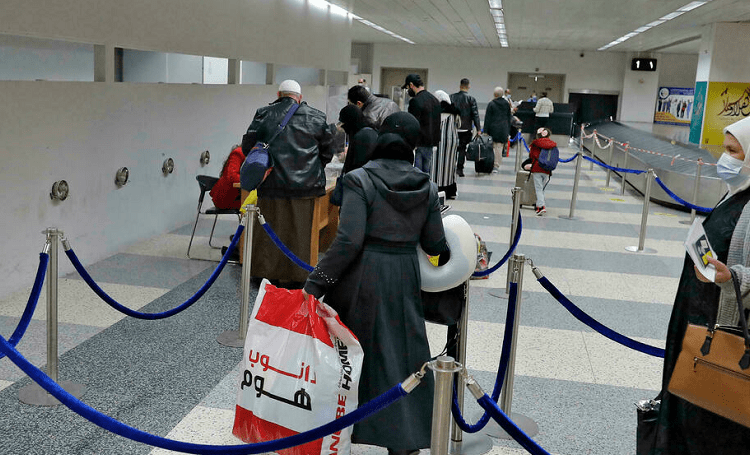 Arrivals queue to get tested for Covid at Beirut airport. A flood of Lebanese expats flying home for the summer has raised fears of a new wave of infection the crisis-hit country is simply unable to handle.