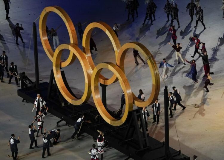 Actors perform during the opening ceremony at the Olympic Stadium at the 2020 Summer Olympics, Friday, July 23, 2021, in Tokyo.
