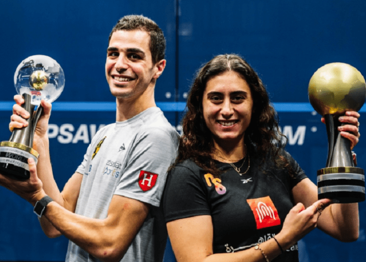 The 2020-21 PSA World Champions Ali Farag and Nour el-Sherbini.