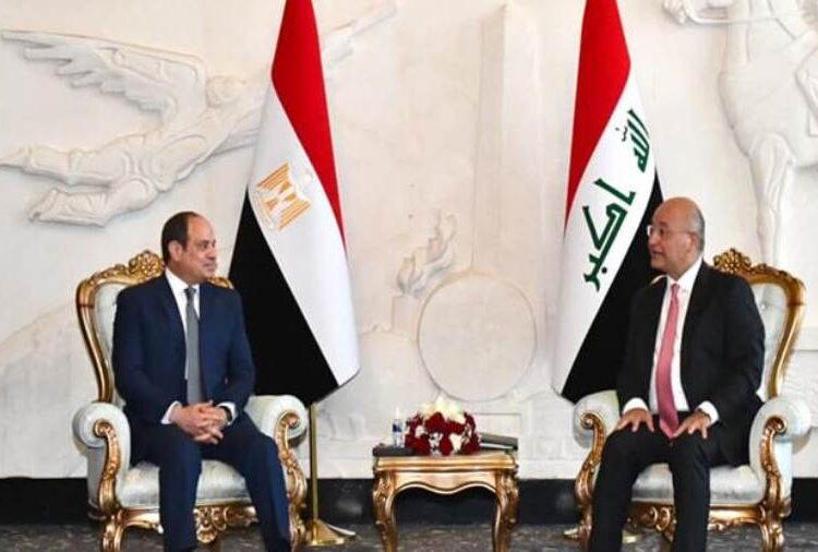 President Sisi: Egypt is proud of its relations with Iraq 1 - Egyptian Gazette President Abdel Fattah El Sisi during his meeting with Iraqi President Barham Salih in Baghdad on Saturday.