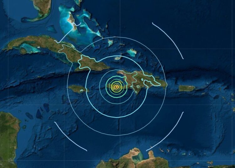 The epicenter of the earthquake in Haiti on Aug. 14.