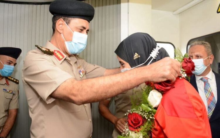 The Egyptian Armed Forces warmly received on Friday Feryal Abdelaziz, who won a gold medal at Tokyo Olympics 2020.