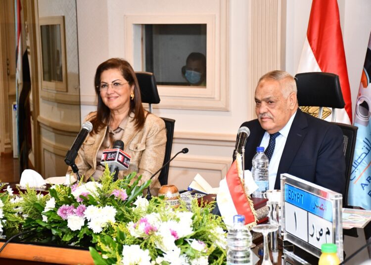 Minister of Planning and Economic Development Hala el-Saeed and Chairman of the Arab Organisation for Industrialisation (AOI) Abdel-Moneim al-Tarras during their meeting on Tuesday.