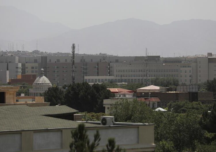 The U.S. Embassy buildings are seen in Kabul, Afghanistan, Saturday, Aug. 14, 2021. The last-minute decision to send 3,000 U.S. troops to Afghanistan to help partially evacuate the U.S. Embassy is calling into question whether President Joe Biden will meet his Aug. 31 deadline for fully withdrawing combat forces. The vanguard of a Marine contingent arrived in Kabul on Friday and most of the rest of the 3,000 are due by Sunday.