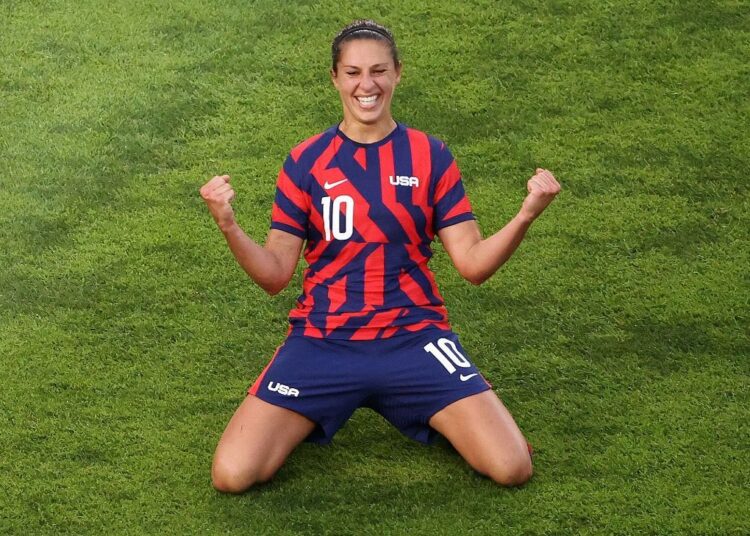 US forward Carli Lloyd retiring after decorated career 1 - Egyptian Gazette United States' Carli Lloyd celebrates scoring her side's 4th goal against Australia in the women's bronze medal soccer match at the 2020 Summer Olympics, on Aug. 5, 2021, in Kashima, Japon.