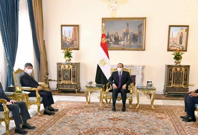 President Sisi during his meeting on Monday with Japanese Foreign Minister Toshimitsu Motegi.