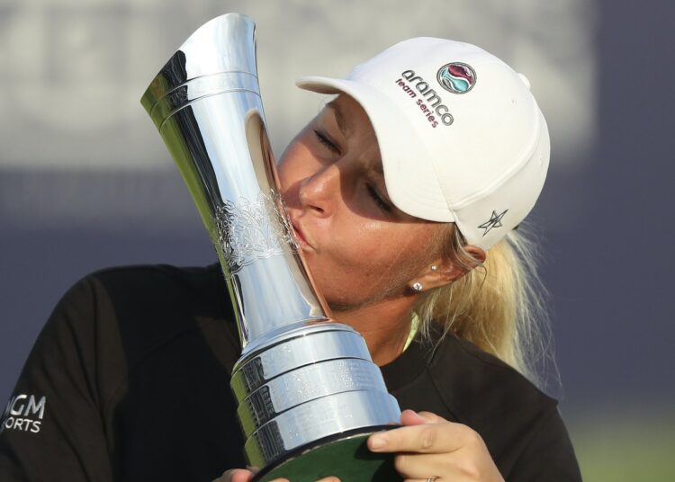 Sweden's Anna grabs Women's British Open 1 - Egyptian Gazette Anna Nordqvist kisses the trophy as she poses for the media after winning the Women's British Open in Carnoustie, Scotland.