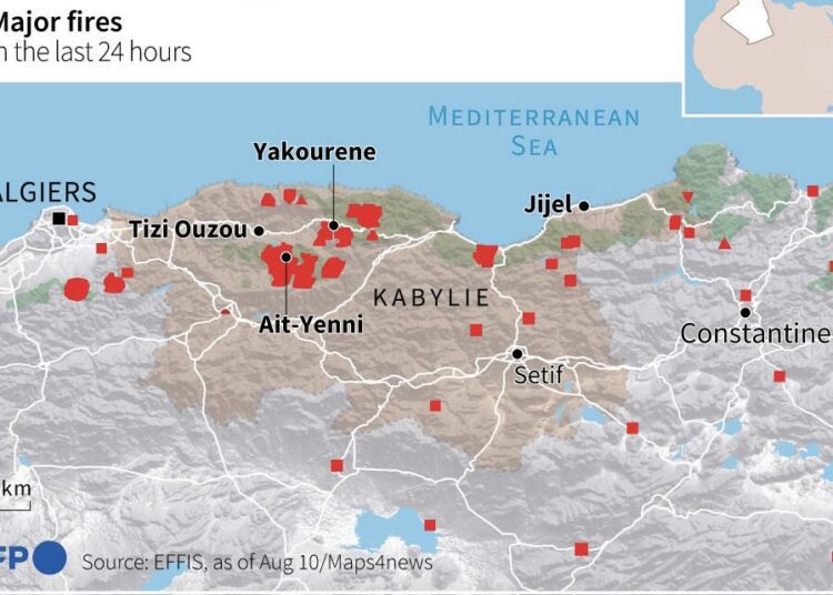 (Update) Wildfires rage across Algeria 1 - Egyptian Gazette