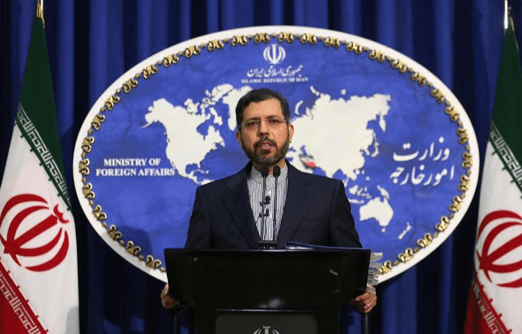 Iranian foreign ministry spokesman Saeed Khatibzadeh speaks during a press conference.