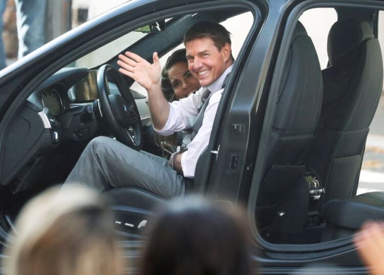 Actor Tom Cruise is seen on the set of "Mission Impossible 7" while filming in Rome, Italy October 6, 2020.