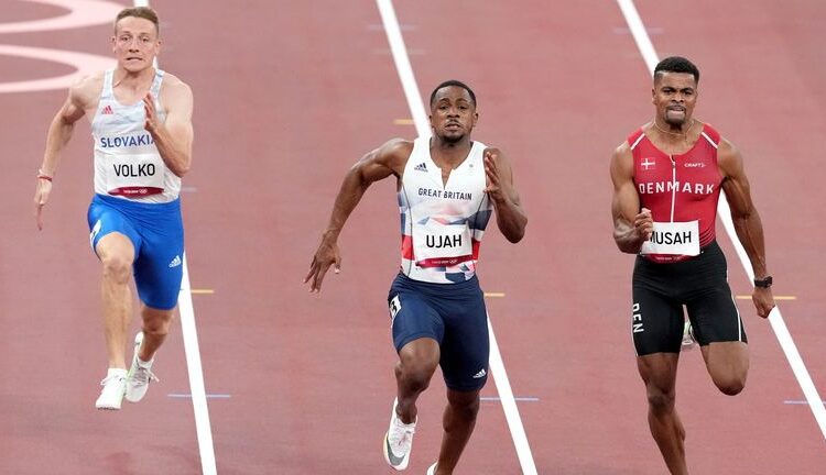 British sprinter CJ Ujah (C) said he was "shocked and devastated" after a positive drugs test that could see his country stripped of their Olympic silver medal in the 4x100m relay.