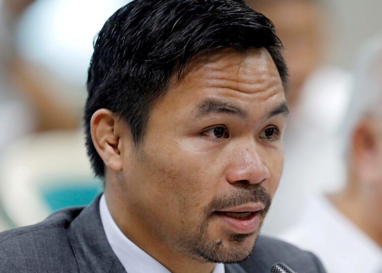Manny Pacquiao, currently a senator, was nominated by his PDP-Laban party allies during the group’s national assembly.
