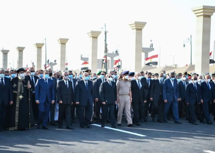 President Abdel Fattah El Sisi, escorted by senior state officials and top military chiefs, leading the military funeral held on Tuesday for former minister of defence Mohamed Hussein Tantawi.