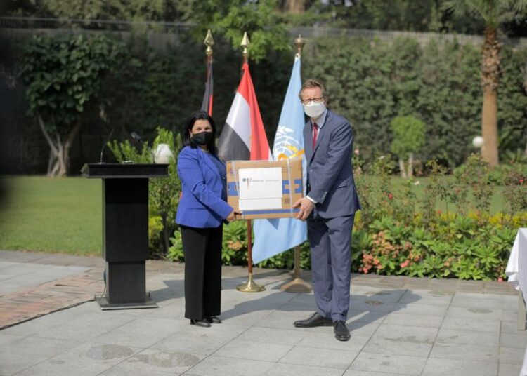 German amb. to Cairo hands over 7 million face masks to WHO representative in Egypt 1 - Egyptian Gazette