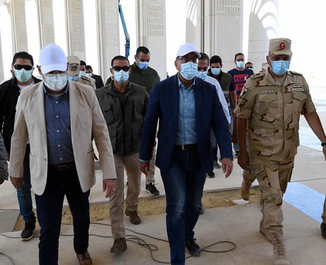 Egypt's PM inspects central bus station project in new capital 1 - Egyptian Gazette Egyptian Prime Minister Mostafa Madbouli during his tour of the governmental district in the new capital.