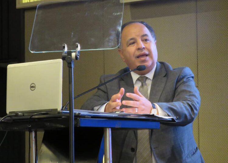 Minister of Finance Mohamed Maeet addressing  a forum organised by the Canada-Egypt Business Council on Tuesday