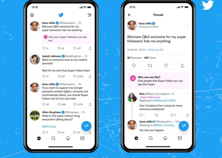 Twitter launched a trial of Super Follows in the United States, only on iOS, this September 1.