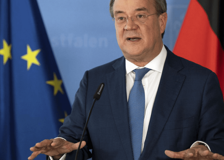 Lagging in polls, Merkel party's candidate seeks expert help 1 - Egyptian Gazette Armin Laschet, Minister President of North Rhine-Westphalia gives a press conference after the hydrogen summit in Duesseldorf, Germany.