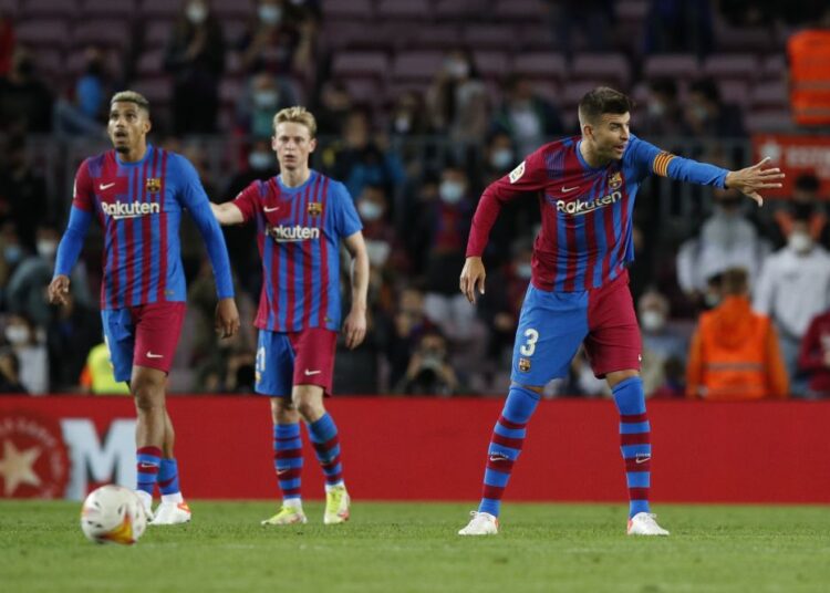 FC Barcelona's Gerard Pique after the match against Granada at Camp Nou, Barcelona September 20, 2021.