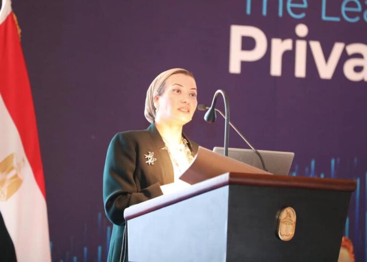 Environment minister: Egypt completes march towards better future 1 - Egyptian Gazette Minister of Environment Yasmin Fouad during a meeting of the American Chamber of Commerce to review Egypt's vision on green growth in co-operation with the private sector.