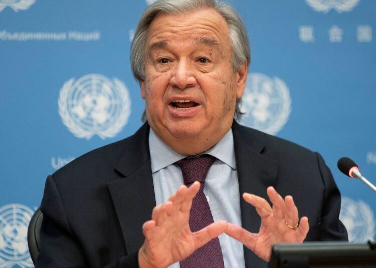 File photo of United Nations Secretary-General Antonio Guterres speaking during a news conference at UN headquarters in New York City, New York, US, November 20, 2020.
