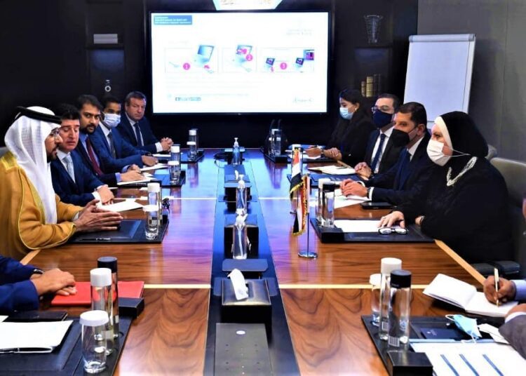 Hopes for UAE investment in solar energy, e-commerce 1 - Egyptian Gazette Minister of Trade and Industry Nevine Gamea during her meeting in the UAE with leading Emeriti businessmen that are considering investment in Egypt.