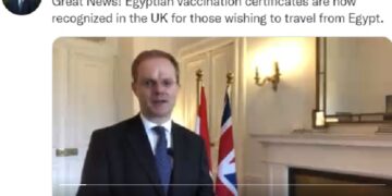 Egyptian vaccination certificates against coronavirus now recognized in the UK