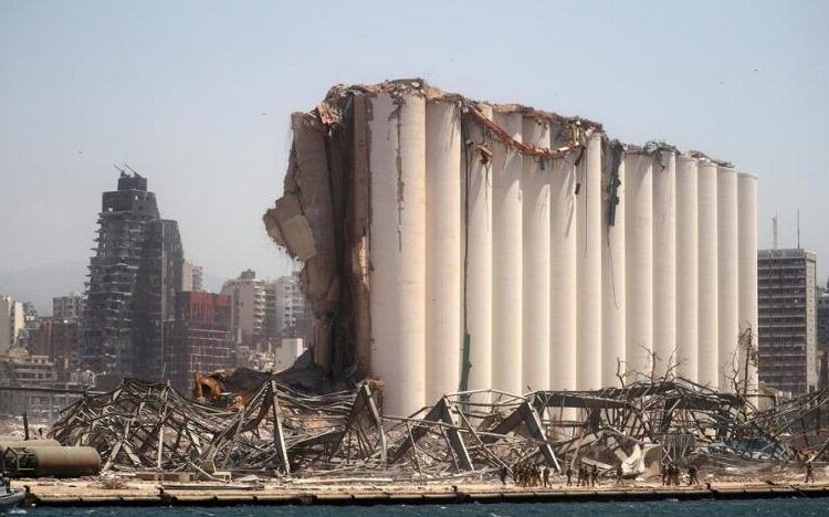 Lebanon asks Russia for satellite images of Beirut Port explosion 1 - Egyptian Gazette A general view shows the severely damaged grain silo following the explosion in Beirut's port area, Lebanon August 8, 2020.