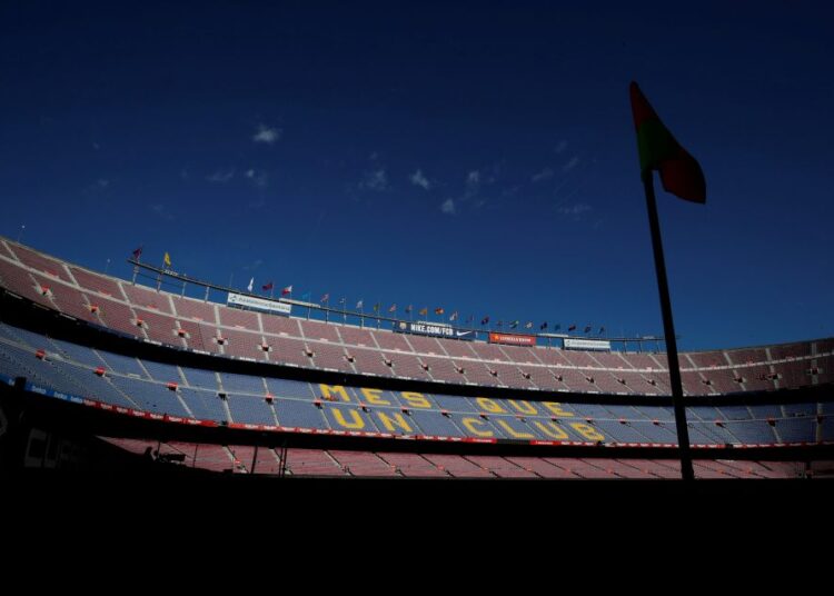 FILE PHOTO: Soccer Football - La Liga Santander - FC Barcelona v Real Sociedad - Camp Nou, Barcelona, Spain - March 7, 2020  General view inside the stadium before the match   REUTERS/Albert Gea/File Photo